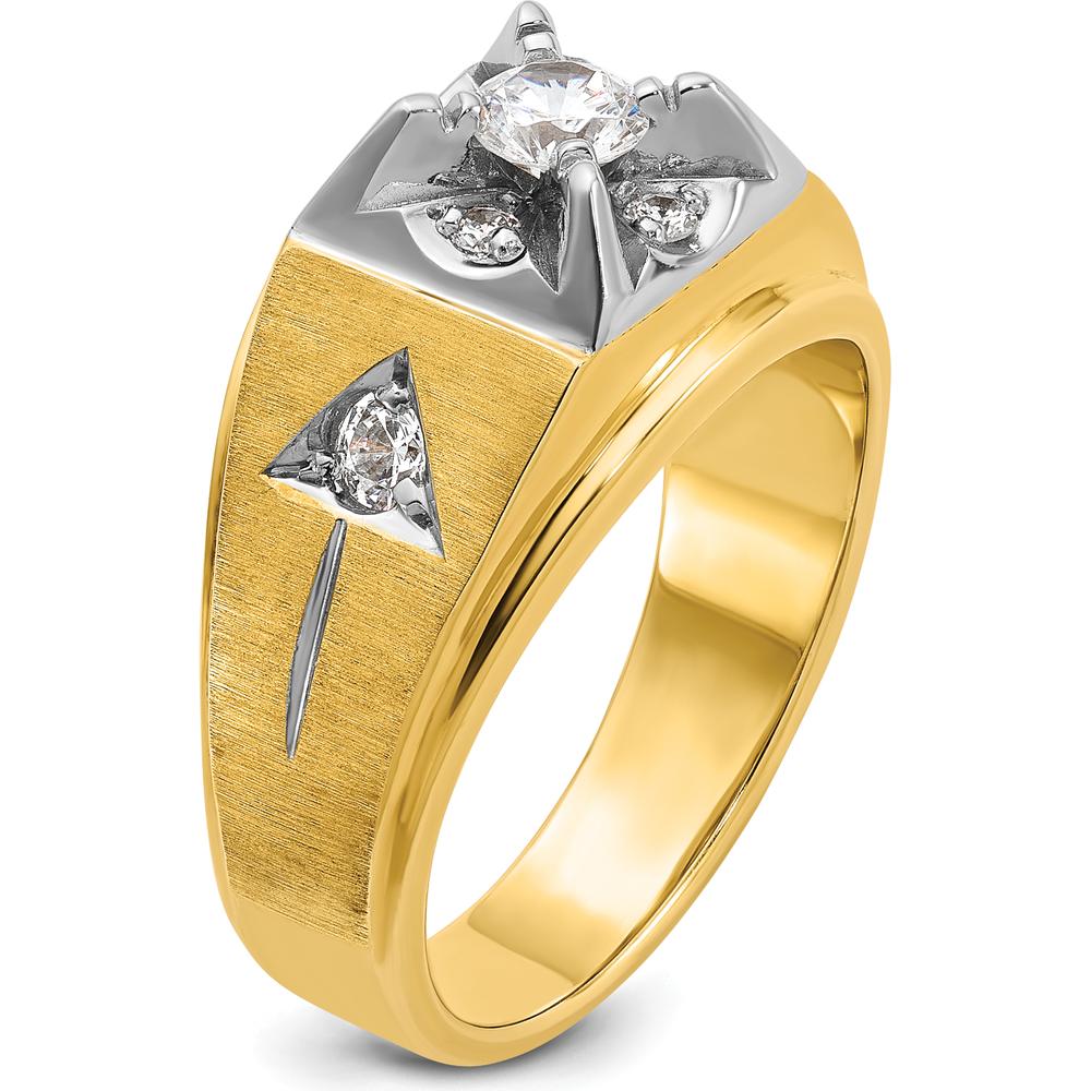 14K Two-Tone Men's Diamond Ring with Round-Cut Diamonds - 0.75 Carats Total Diamond Weight by IBGoodman