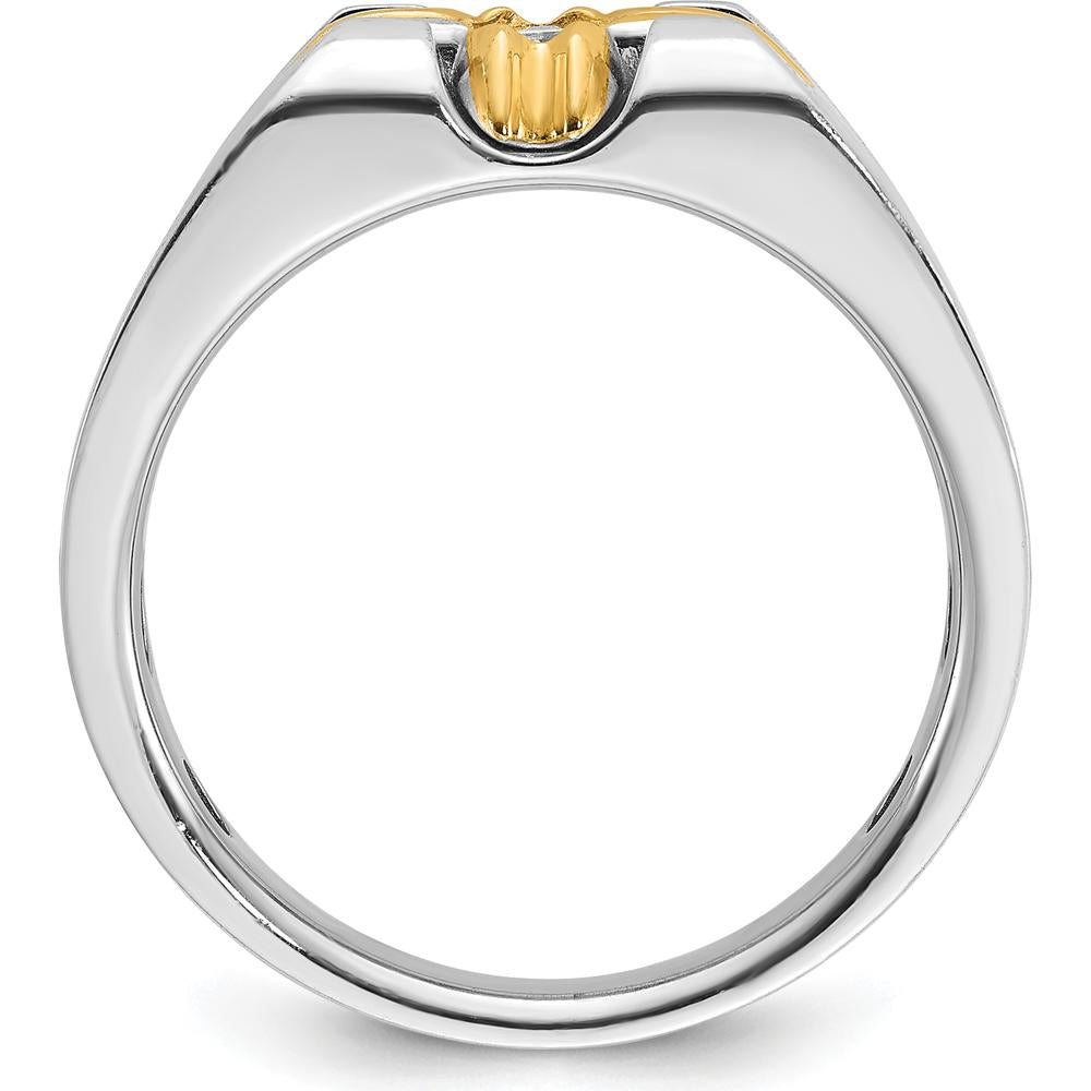 14K Two-Tone Men's Diamond Ring with Round Diamond - 0.50 Carats Total Diamond Weight by IBGoodman