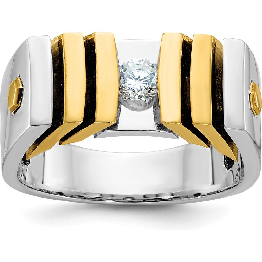 14K Two-Tone Men's Diamond Ring with Round Diamond - 1/3 Carat Total Diamond Weight by IBGoodman