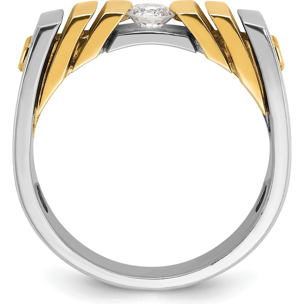 14K Two-Tone Men's Diamond Ring with Round Diamond - 1/3 Carat Total Diamond Weight by IBGoodman