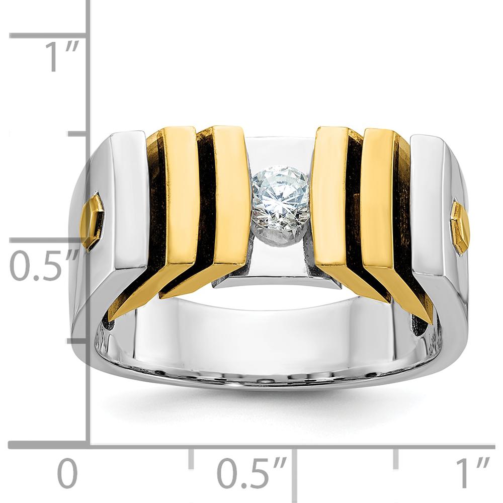 14K Two-Tone Men's Diamond Ring with Round Diamond - 1/3 Carat Total Diamond Weight by IBGoodman