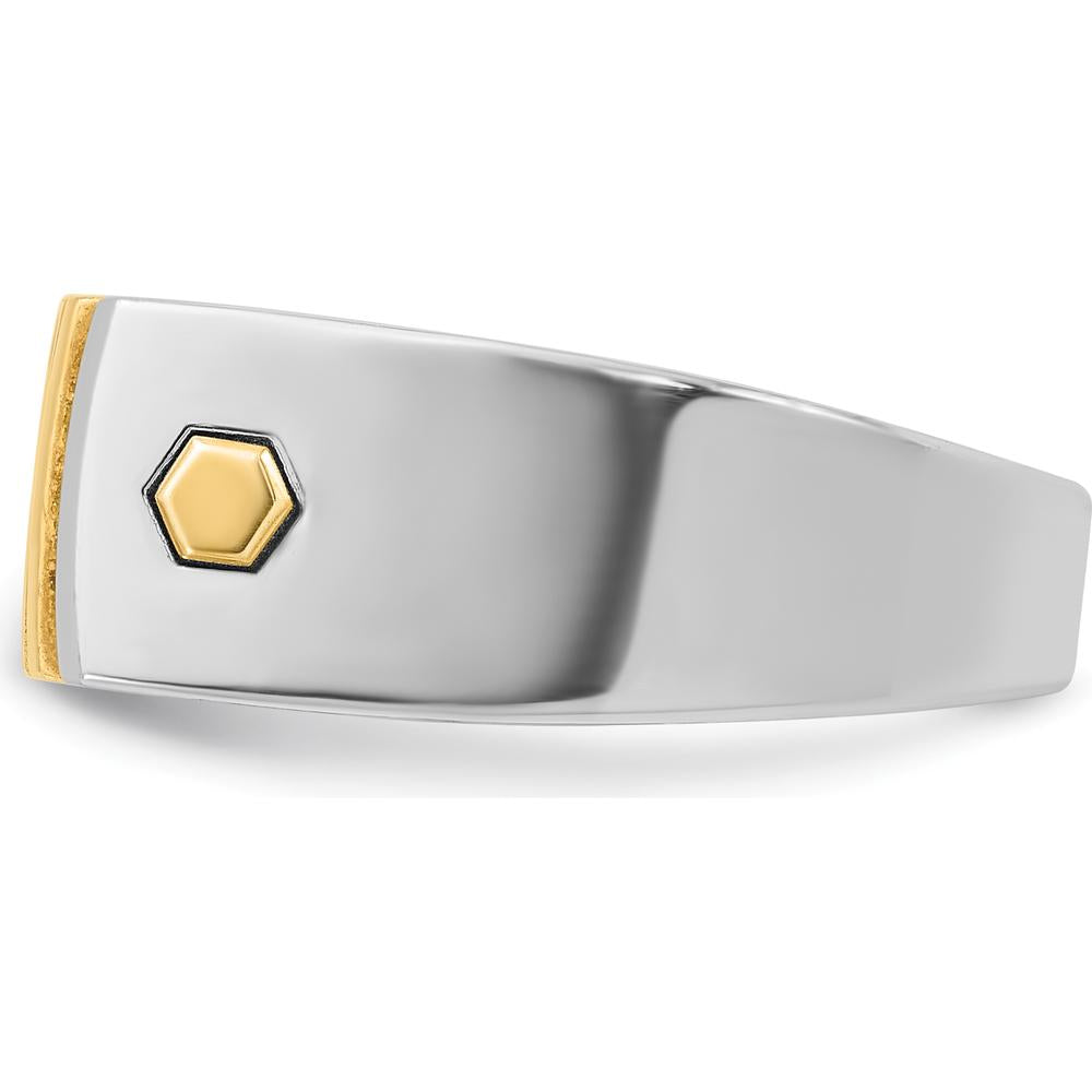 14K Two-Tone Men's Diamond Ring with Round Diamond - 1/3 Carat Total Diamond Weight by IBGoodman