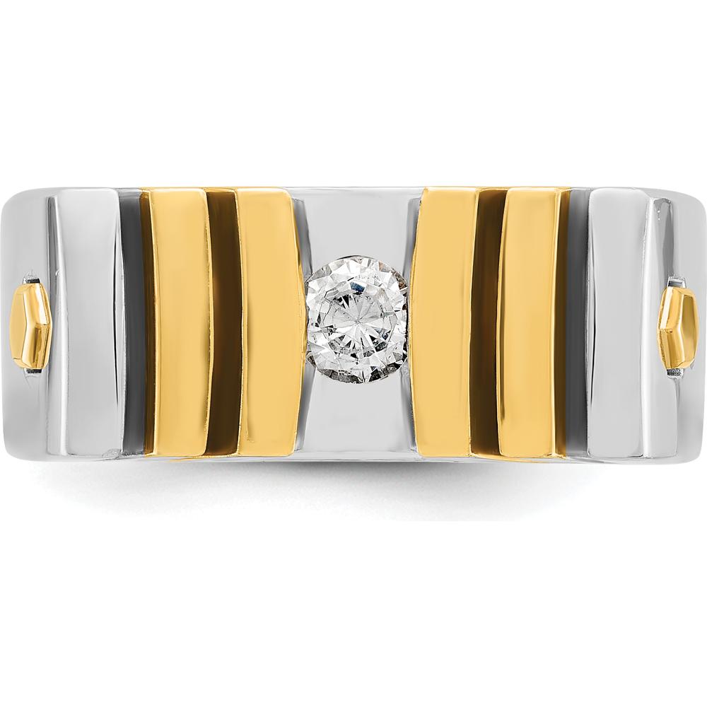 14K Two-Tone Men's Diamond Ring with Round Diamond - 1/3 Carat Total Diamond Weight by IBGoodman