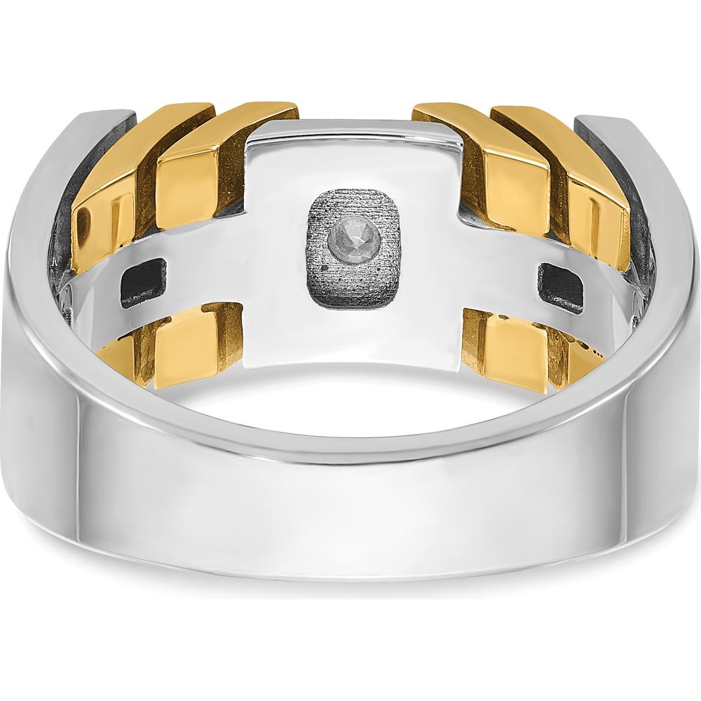 14K Two-Tone Men's Diamond Ring with Round Diamond - 1/3 Carat Total Diamond Weight by IBGoodman