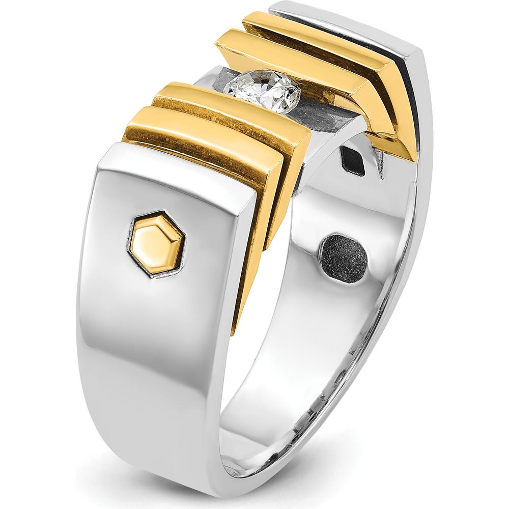 14K Two-Tone Men's Diamond Ring with Round Diamond - 1/3 Carat Total Diamond Weight by IBGoodman