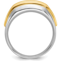 14K Two-Tone Men's Diamond Ring with Three Round Brilliant Diamonds - 0.50 Carats Total Diamond Weight by IBGoodman