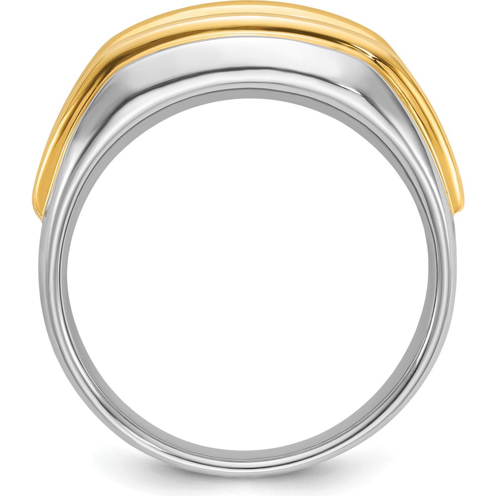 14K Two-Tone Men's Diamond Ring with Three Round Brilliant Diamonds - 0.50 Carats Total Diamond Weight by IBGoodman