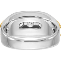 14K Two-Tone Men's Diamond Ring with Three Round Brilliant Diamonds - 0.50 Carats Total Diamond Weight by IBGoodman