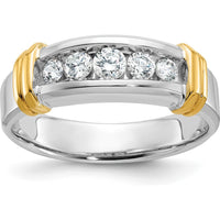 14K Two-Tone Men's Five Stone Ring Mounting - 20.3mm Width by Oro Pregiato