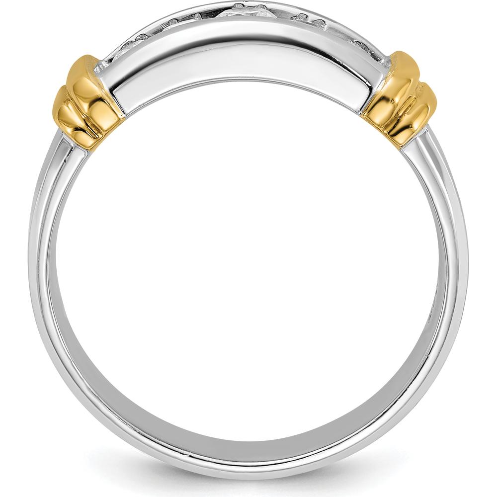 14K Two-Tone Men's Five Stone Ring Mounting - 20.3mm Width by Oro Pregiato