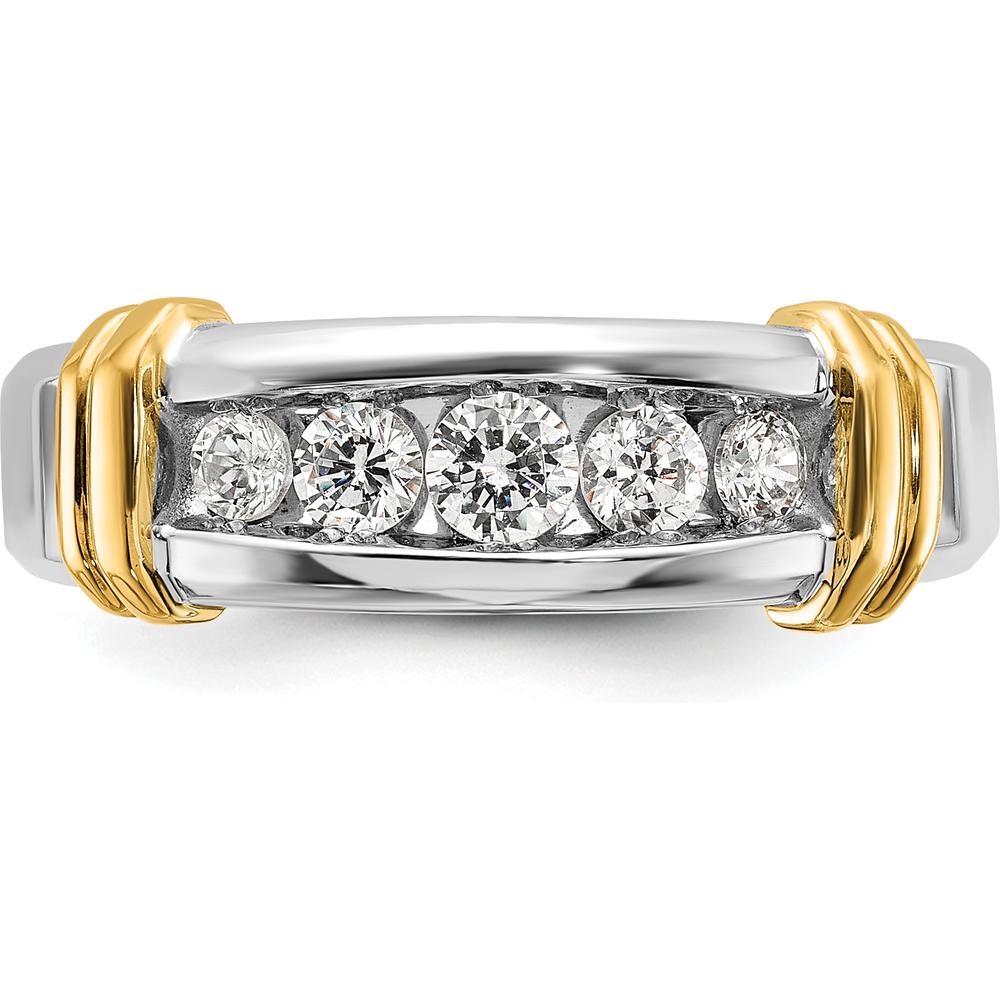 14K Two-Tone Men's Five Stone Ring Mounting - 20.3mm Width by Oro Pregiato