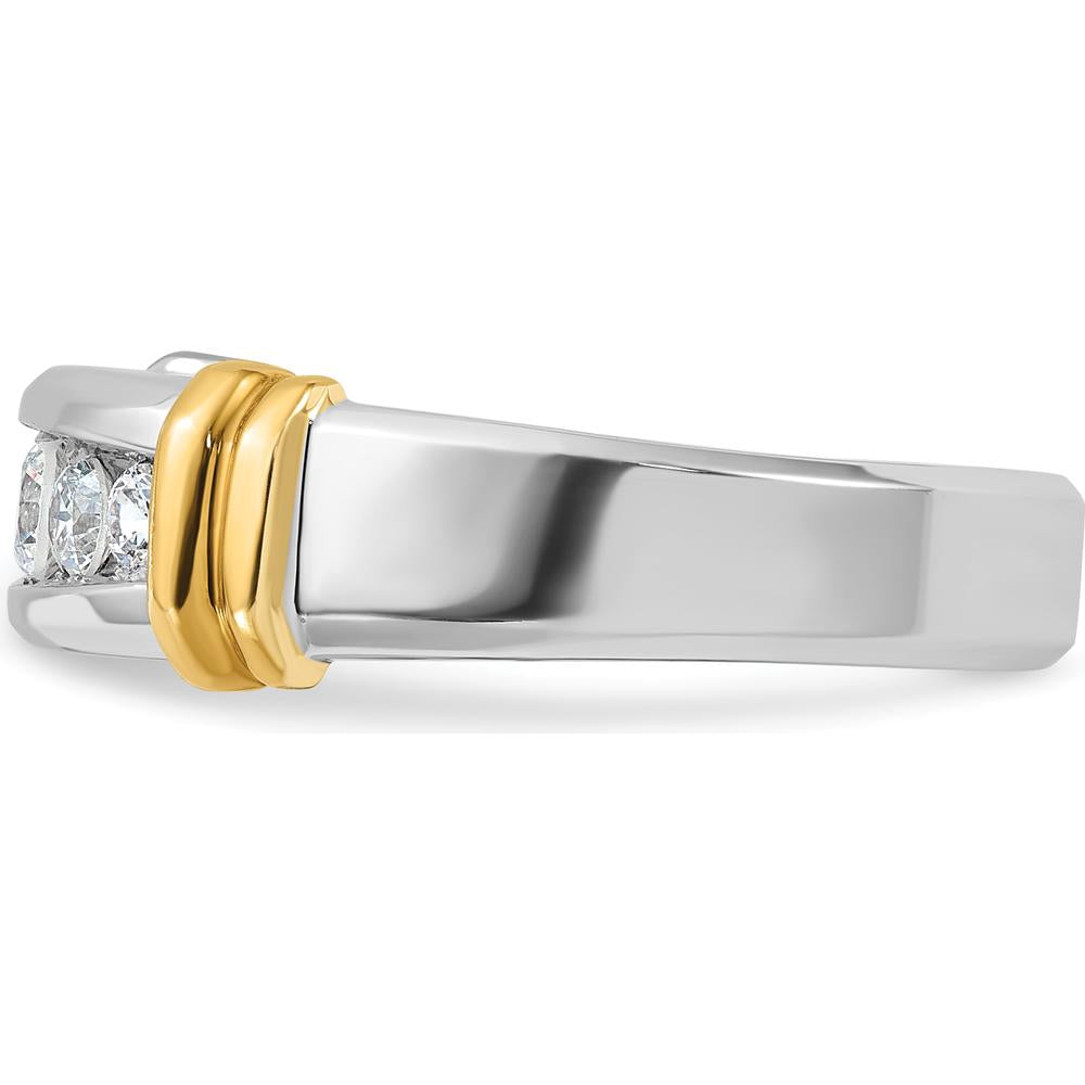 14K Two-Tone Men's Five Stone Ring Mounting - 20.3mm Width by Oro Pregiato