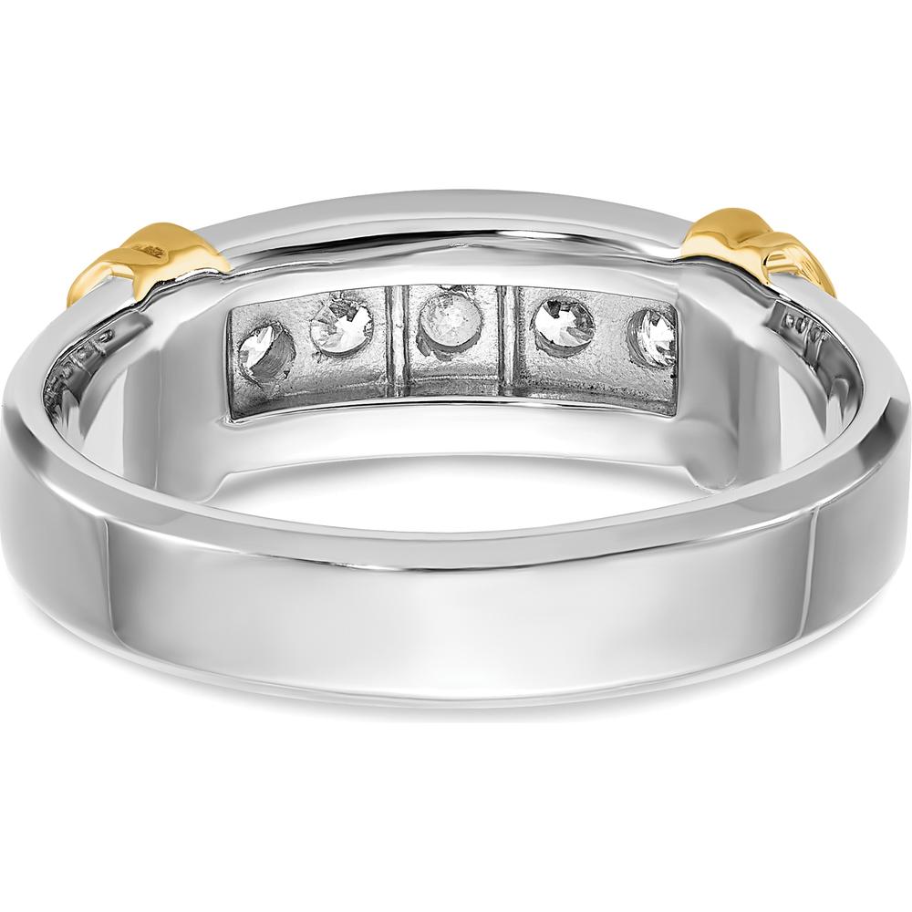 14K Two-Tone Men's Five Stone Ring Mounting - 20.3mm Width by Oro Pregiato