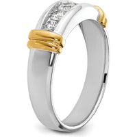 14K Two-Tone Men's Five Stone Ring Mounting - 20.3mm Width by Oro Pregiato