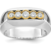 14K Two-Tone Men's Graduated 5-Stone Diamond Ring with Polished Finish - 1/2 Carat Total Diamond Weight by IBGoodman