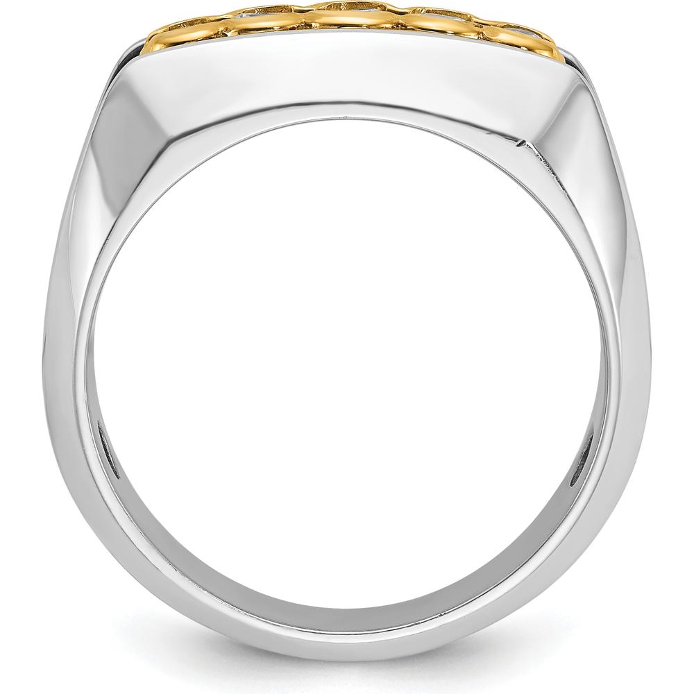 14K Two-Tone Men's Graduated 5-Stone Diamond Ring with Polished Finish - 1/2 Carat Total Diamond Weight by IBGoodman