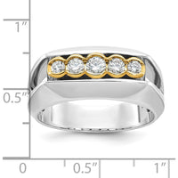 14K Two-Tone Men's Graduated 5-Stone Diamond Ring with Polished Finish - 1/2 Carat Total Diamond Weight by IBGoodman
