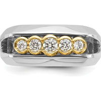 14K Two-Tone Men's Graduated 5-Stone Diamond Ring with Polished Finish - 1/2 Carat Total Diamond Weight by IBGoodman