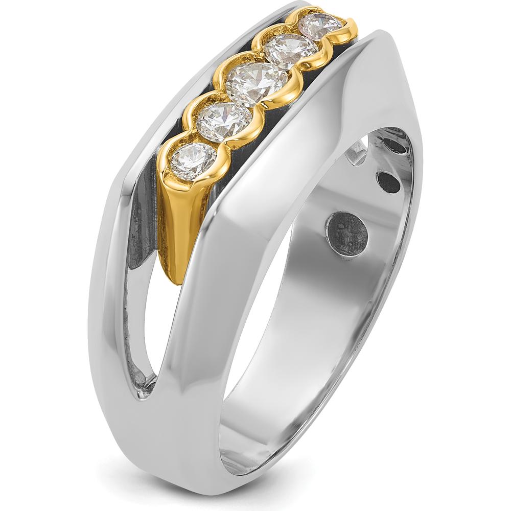 14K Two-Tone Men's Graduated 5-Stone Diamond Ring with Polished Finish - 1/2 Carat Total Diamond Weight by IBGoodman