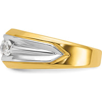 14K Two-Tone Men's Grooved 3-Stone Diamond Ring - 3/4 Carat Total Diamond Weight by IBGoodman