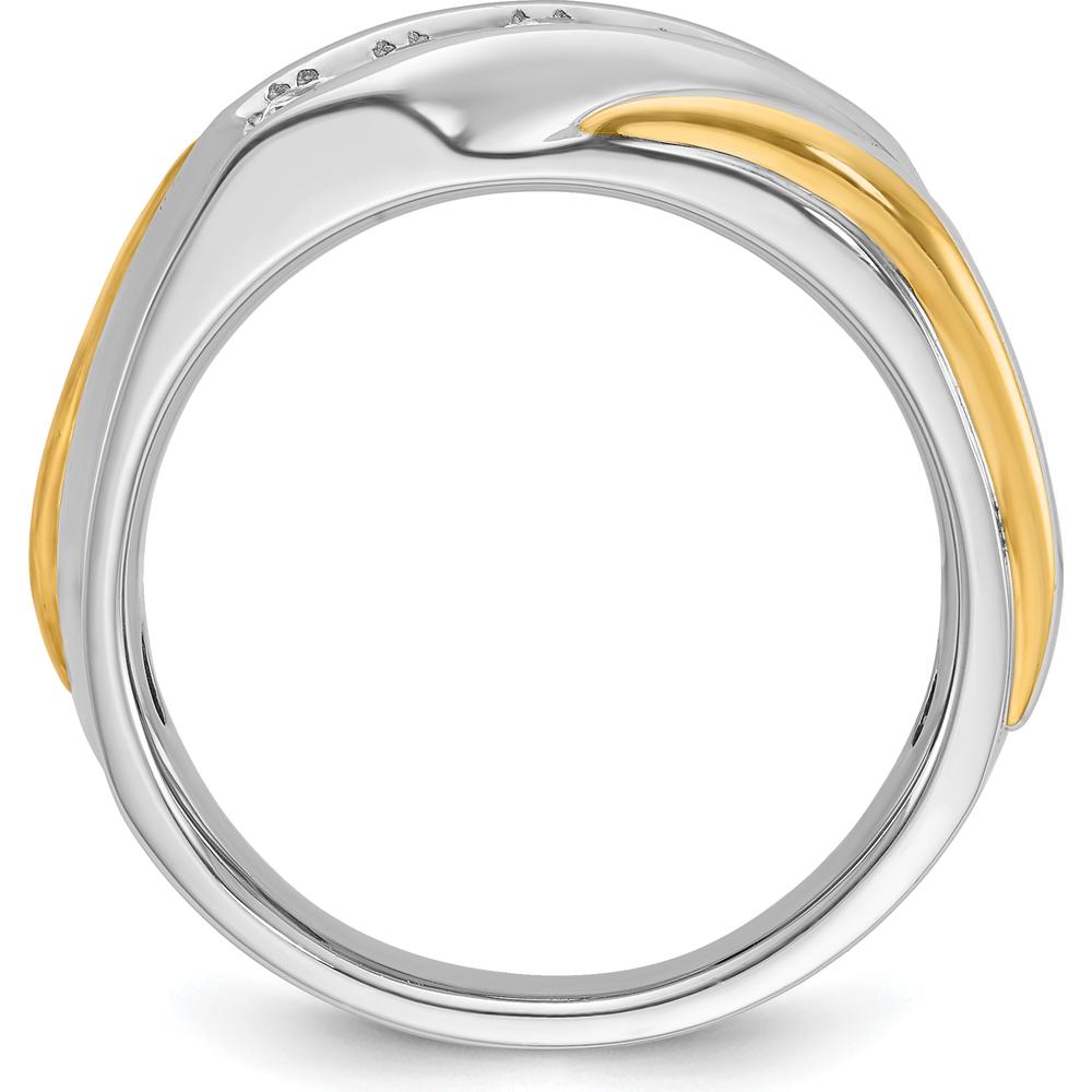 14K Two-Tone Men's Grooved 5-Stone Diamond Ring - 1/2 Carats Total Diamond Weight by IBGoodman