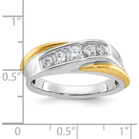 14K Two-Tone Men's Grooved 5-Stone Diamond Ring - 1/2 Carats Total Diamond Weight by IBGoodman
