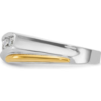 14K Two-Tone Men's Grooved 5-Stone Diamond Ring - 1/2 Carats Total Diamond Weight by IBGoodman