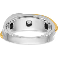 14K Two-Tone Men's Grooved 5-Stone Diamond Ring - 1/2 Carats Total Diamond Weight by IBGoodman