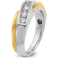 14K Two-Tone Men's Grooved 5-Stone Diamond Ring - 1/2 Carats Total Diamond Weight by IBGoodman