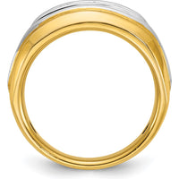 14K Two-Tone Men's Grooved 5-Stone Polished Ring by IBGoodman