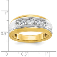 14K Two-Tone Men's Grooved 5-Stone Polished Ring by IBGoodman