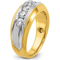 14K Two-Tone Men's Grooved 5-Stone Polished Ring by IBGoodman
