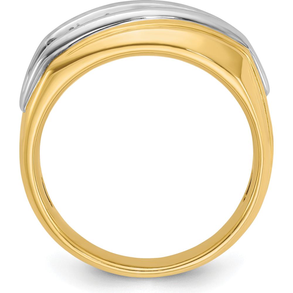 14K Two-Tone Men's Grooved 7-Stone Diamond Ring Mounting with Polished Finish - 0.5 Carats Total Diamond Weight by IBGoodman