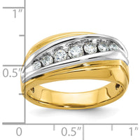 14K Two-Tone Men's Grooved 7-Stone Diamond Ring Mounting with Polished Finish - 0.5 Carats Total Diamond Weight by IBGoodman