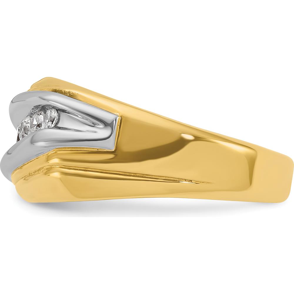 14K Two-Tone Men's Grooved 7-Stone Diamond Ring Mounting with Polished Finish - 0.5 Carats Total Diamond Weight by IBGoodman