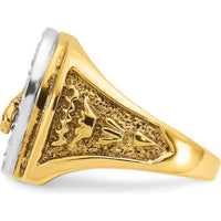 14K Two-Tone Men's Horse and Horseshoe Ring with 1/2 Carat Natural Diamonds by IBGoodman