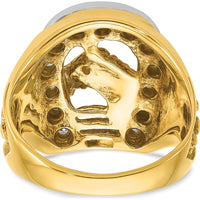 14K Two-Tone Men's Horse and Horseshoe Ring with 1/2 Carat Natural Diamonds by IBGoodman