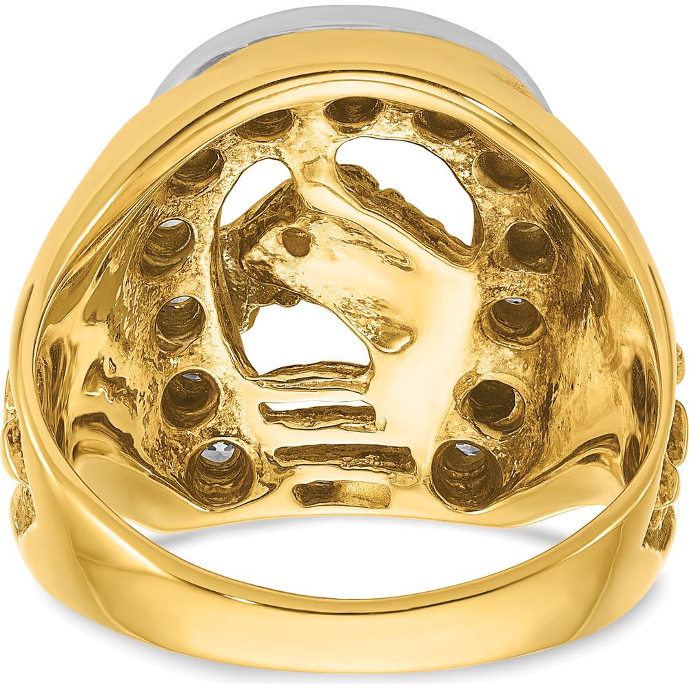 14K Two-Tone Men's Horse and Horseshoe Ring with 1/2 Carat Natural Diamonds by IBGoodman