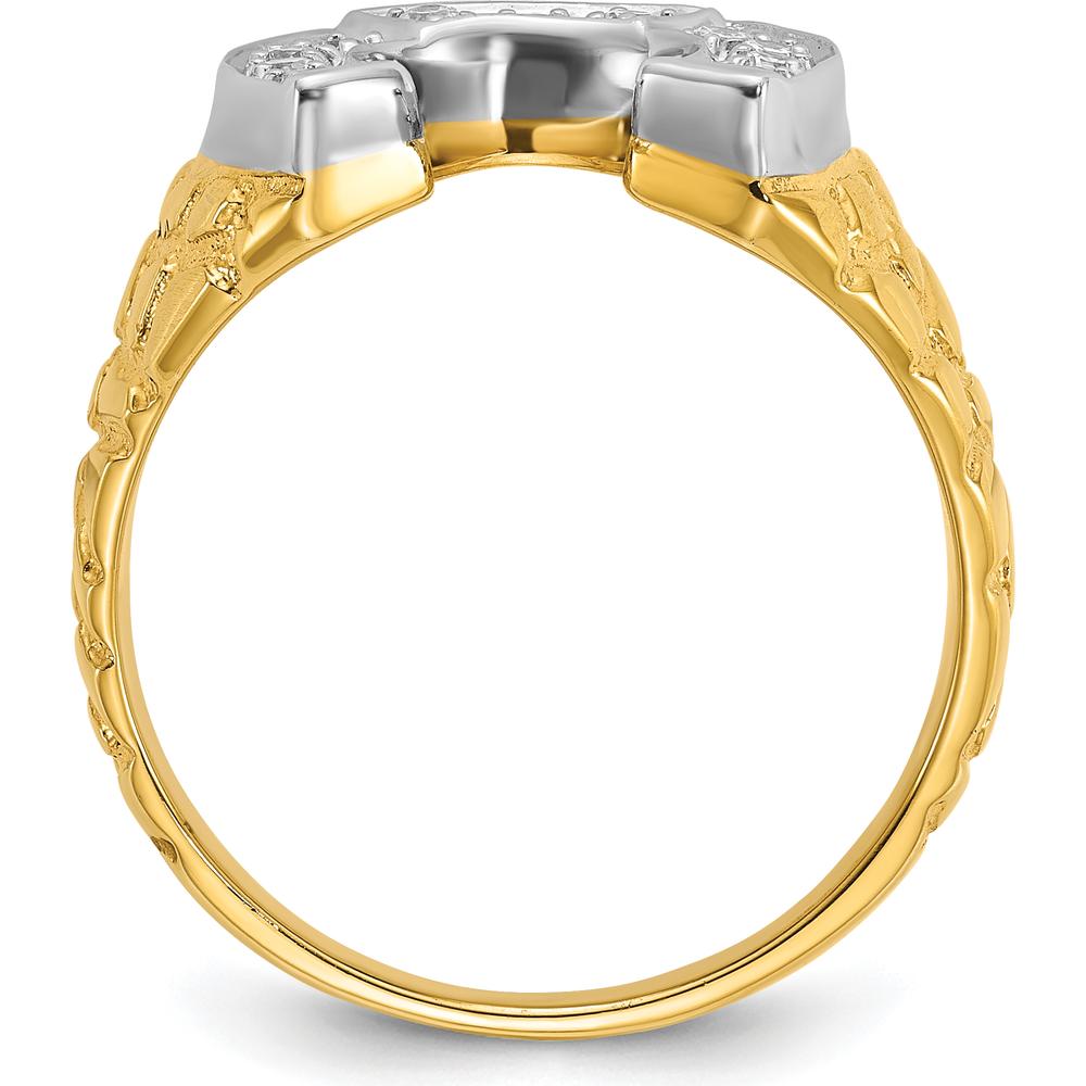 14K Two-Tone Men's Horseshoe Diamond Ring with Brilliant Diamond Accent - 1.00 Carats Total Diamond Weight by IBGoodman