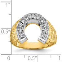 14K Two-Tone Men's Horseshoe Diamond Ring with Brilliant Diamond Accent - 1.00 Carats Total Diamond Weight by IBGoodman