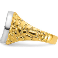 14K Two-Tone Men's Horseshoe Diamond Ring with Brilliant Diamond Accent - 1.00 Carats Total Diamond Weight by IBGoodman