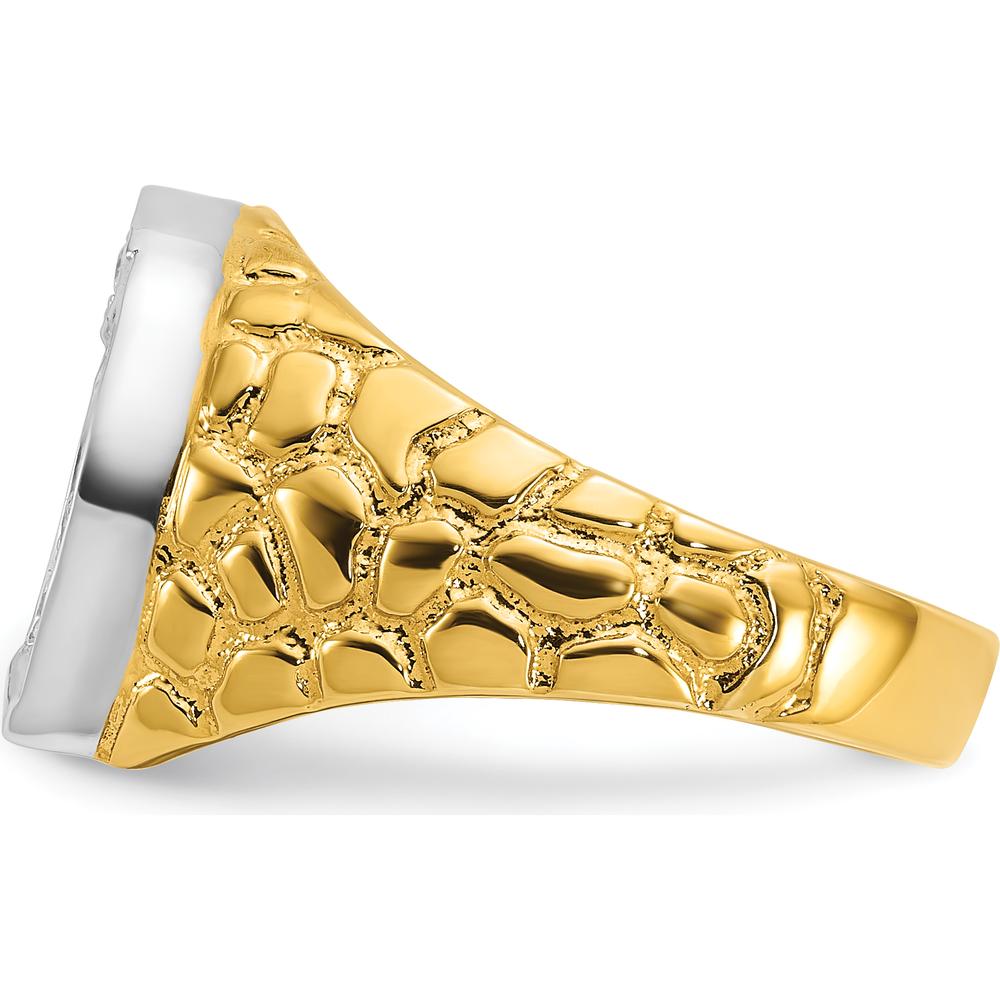 14K Two-Tone Men's Horseshoe Diamond Ring with Brilliant Diamond Accent - 1.00 Carats Total Diamond Weight by IBGoodman