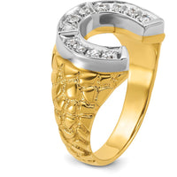 14K Two-Tone Men's Horseshoe Diamond Ring with Brilliant Diamond Accent - 1.00 Carats Total Diamond Weight by IBGoodman
