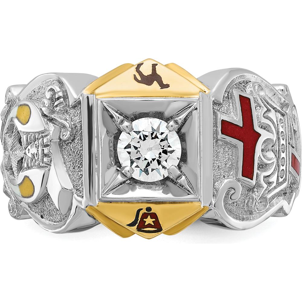 14K Two-Tone Men's Knights Templar Masonic Ring with Round Diamond