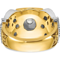 14K Two-Tone Men's Masonic Ring with Black Enamel and Round Diamond - 0.37 Carats Total Diamond Weight by IBGoodman