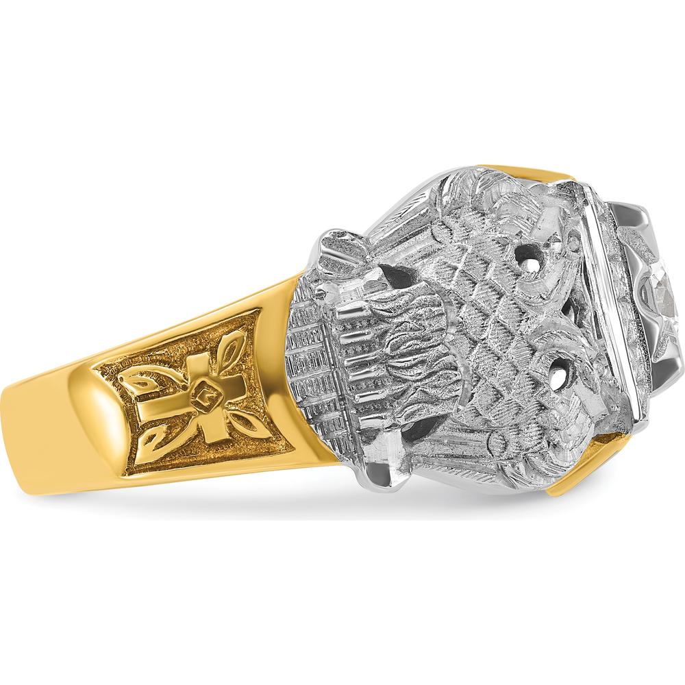 14K Two-Tone Men's Masonic Ring with Black Enamel and Round Diamond - 0.37 Carats Total Diamond Weight by IBGoodman