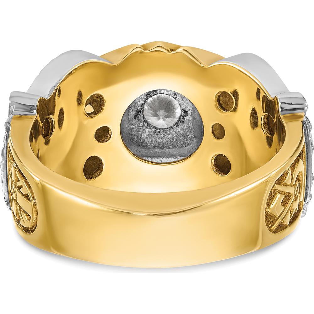 14K Two-Tone Men's Masonic Shriner's Ring with Black Enamel Double Eagle and Round Diamond - 0.50 Carat