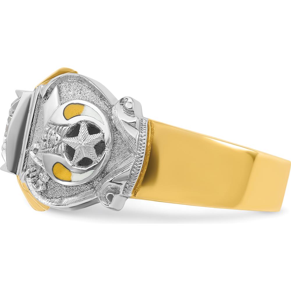 14K Two-Tone Men's Masonic Shriner's Ring with Multi-Color Enamel and Round Diamond - 0.50 Carat