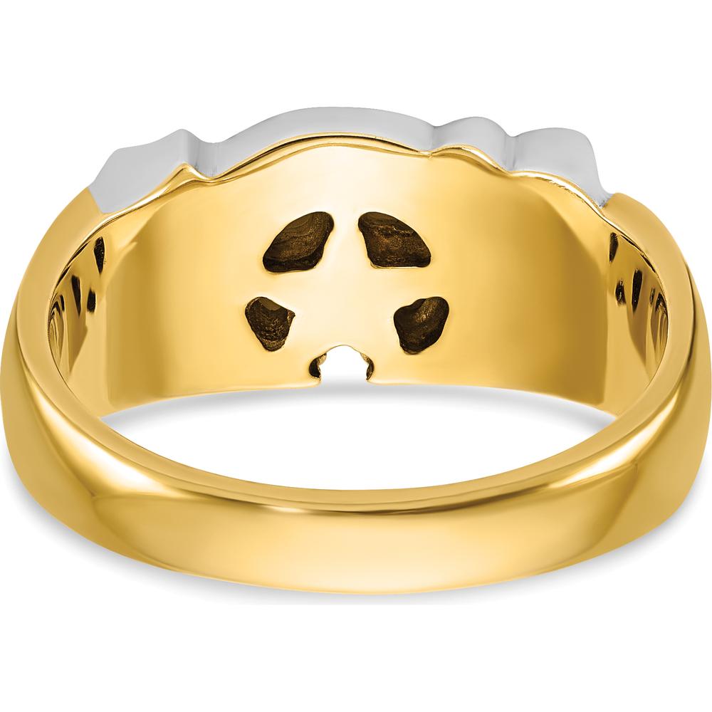 14K Two-Tone Men's Masonic Shriner's Ring with Multi-Color Enamel and Round Diamond Accents - 0.07 Carat Total Diamond Weight