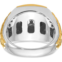 14K Two-Tone Men's Onyx and 1/10 Carat Round Diamond Ring - 0.10 Carats Diamond Total Weight by IBGoodman